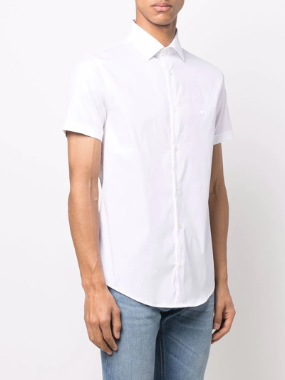 Emporio Armani Camicia Bianca In Jersey Misto Lyocell In Weiss