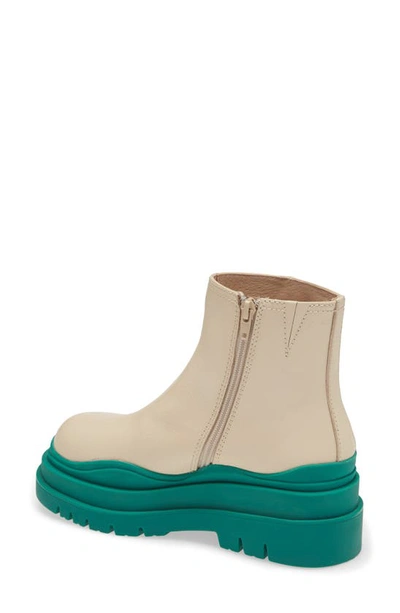 Shop Jeffrey Campbell Loading Bootie In Cream/ Green