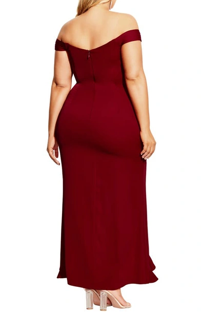 Shop City Chic Hypnotize Off The Shoulder Tulip Gown In Amour Red
