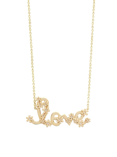 Shop Sydney Evan Women's 14k Yellow Gold & Diamond "love" Pendant Necklace