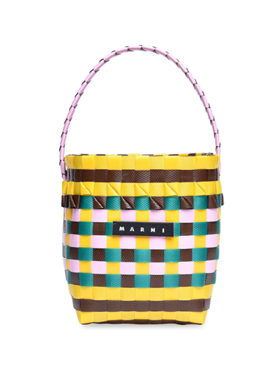 Shop Marni Market Micro Basket Bag In Neutral