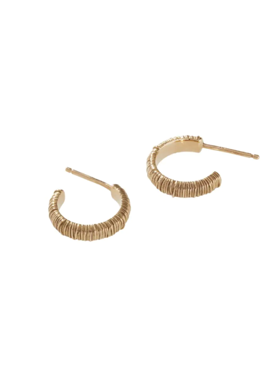 Shop Oscar Massin Women's Filigree 18k Yellow Gold Small Hoop Earrings