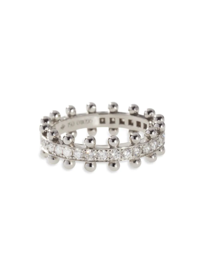 Shop Oscar Massin Women's Beaded 18k White Gold &latitude Lab-grown Diamond Ring