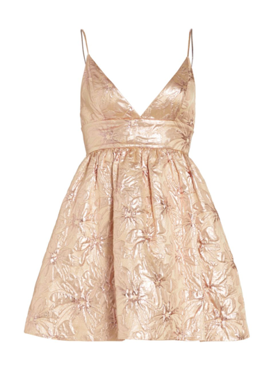 Shop Alice And Olivia Women's Foley Floral Brocade Minidress In Rose Gold