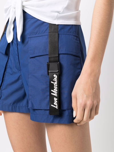 Shop Love Moschino High-waisted Cargo Shorts In Blau