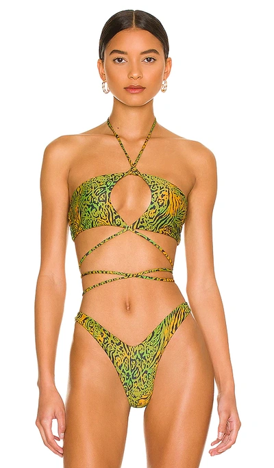 Shop Camila Coelho Azaria Top In Jungle Green Leopard