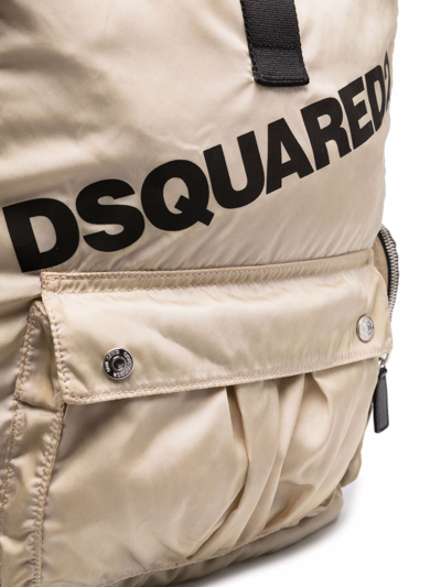 Shop Dsquared2 Logo-print Buckled Backpack In Nude