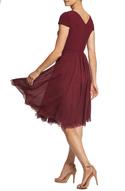 Shop Dress The Population Corey Chiffon Fit & Flare Cocktail Dress In Burgundy