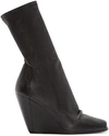 RICK OWENS Black Stretch-Leather Wedge Boots