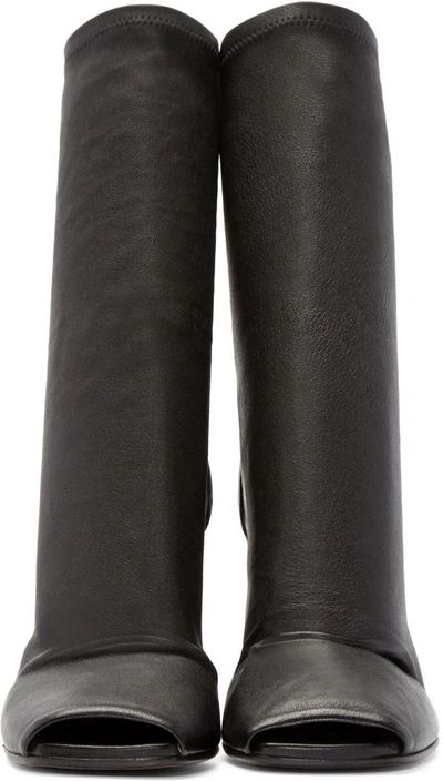 Shop Rick Owens Black Stretch-leather Wedge Boots