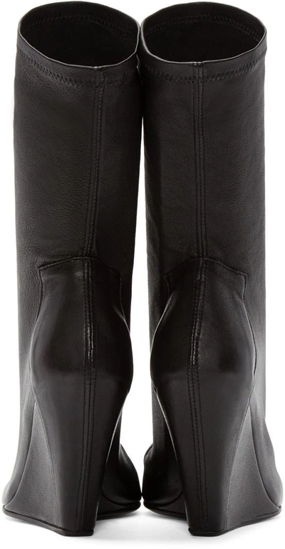 Shop Rick Owens Black Stretch-leather Wedge Boots