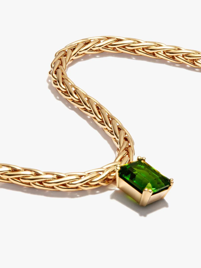 Shop Yvonne Léon 9kt Yellow Gold Emerald Necklace