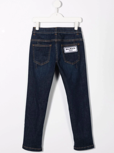 Shop Balmain Slim-cut Denim Jeans In Blue
