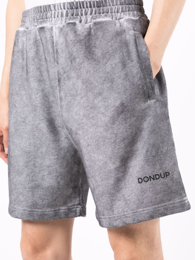 Shop Dondup Logo-print Cotton Track Shorts In Grey