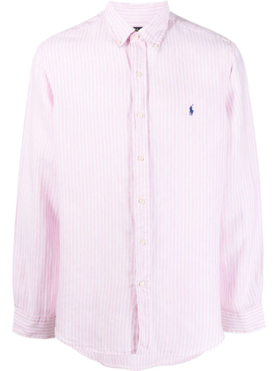 Shop Polo Ralph Lauren Polo Pony Striped Shirt In Pink