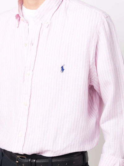 Shop Polo Ralph Lauren Polo Pony Striped Shirt In Pink