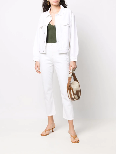 Agolde Riley Crop High Rise Stretch Jeans In Sour Cream In White