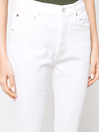 Shop Agolde High-waist Cropped Jeans In White
