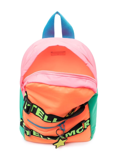 Shop Stella Mccartney Logo-motif Panelled Backpack In Orange