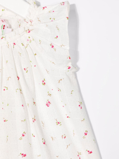 Shop Bonpoint Floral-print Ruched Dress In White