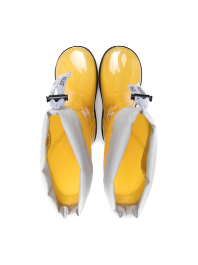 Shop Off-white Logo-print Slip-on Boots In Yellow