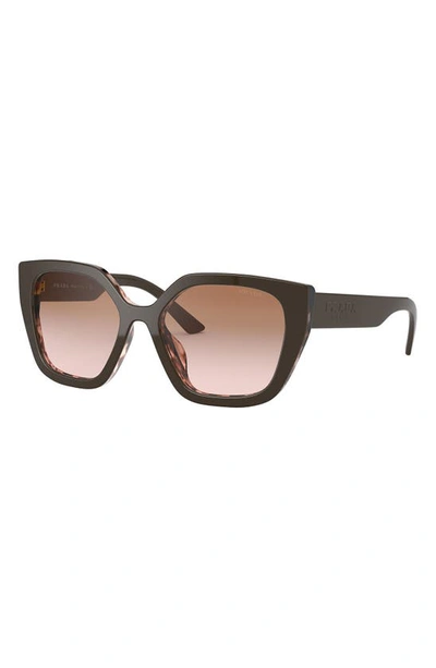 Shop Prada 52mm Butterfly Polarized Sunglasses In Brown/ Spotted Pink/ Brown G