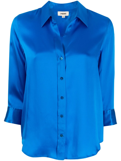 Shop L Agence Dani Silk Blouse In Blue