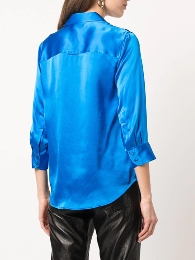 Shop L Agence Dani Silk Blouse In Blue