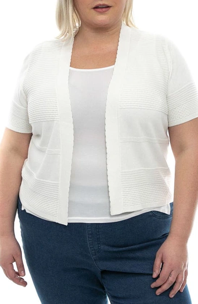 Shop Nina Leonard Short Sleeve Novelty Stitch Bolero Cardigan In White