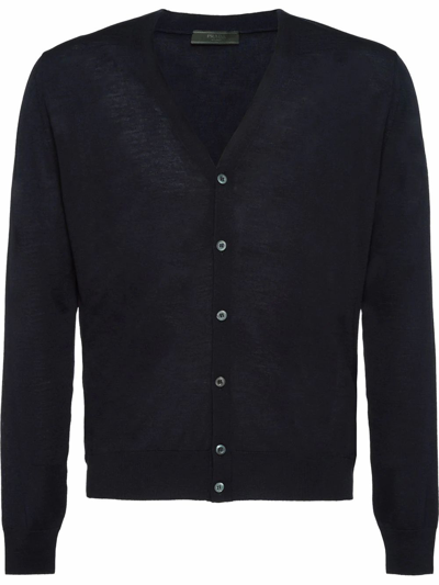 Shop Prada Men's Black Wool Cardigan