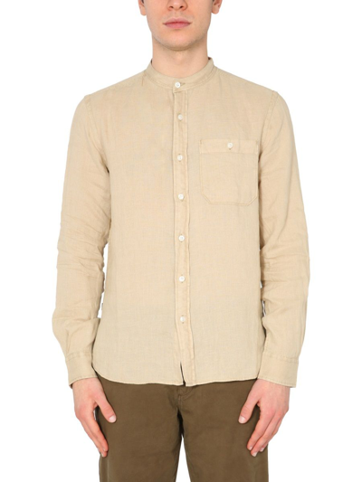 Shop Woolrich Men's Beige Linen Shirt