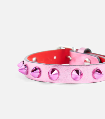 Shop Christian Louboutin Loubilink Metallic Leather Bracelet In Confettis/confettis Met