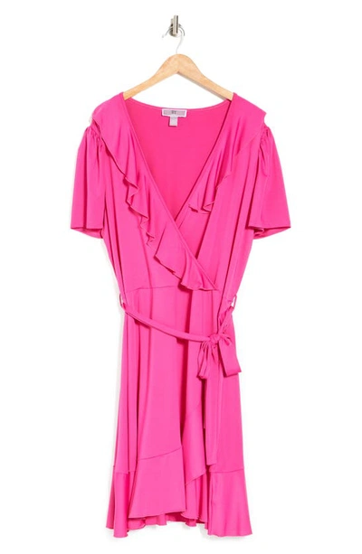 By Design Ruffle Floral Wrap Dress In Very Berry