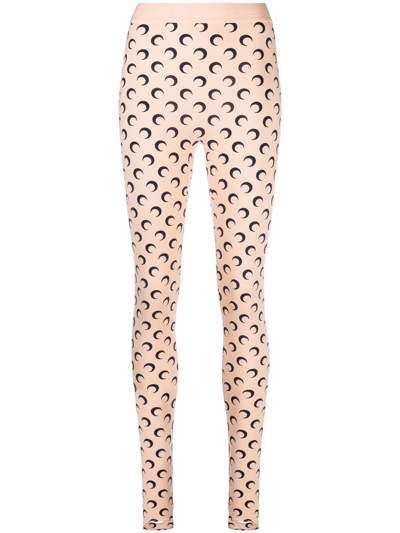 Marine Serre Moon Stirrup Leggings In Beige