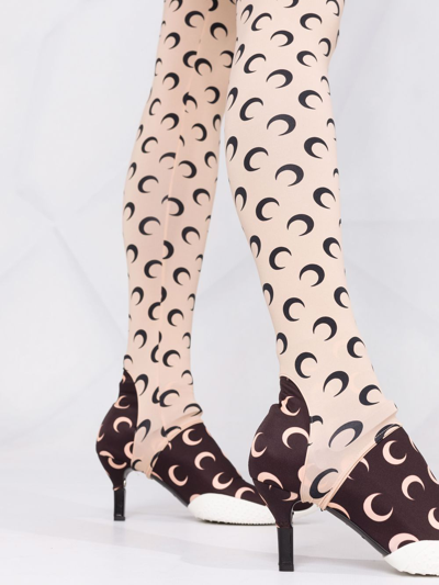 Marine Serre Moon Stirrup Leggings In Beige