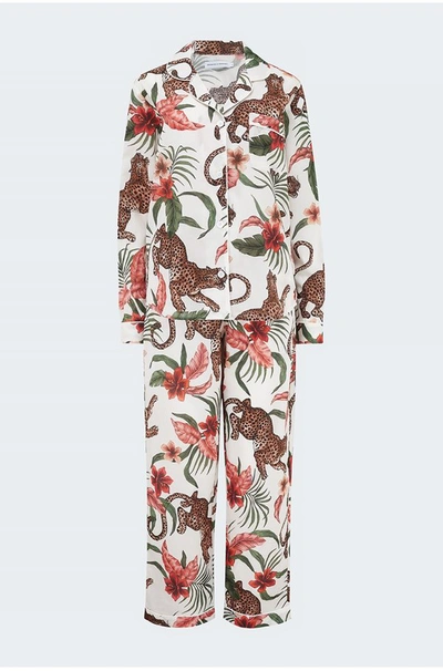 Shop Desmond & Dempsey Soleia Print Pyjamas In Cream In Pink/animal/cream/prints