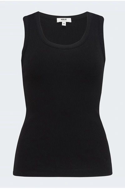 Agolde Poppy Ribbed Tank Top In Black