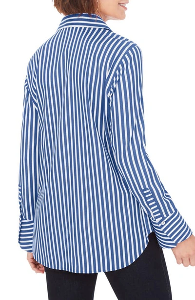 Shop Foxcroft Jane Stripe Button-up Shirt In Evening Blue