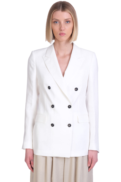 Shop Tagliatore Blazer In White Linen