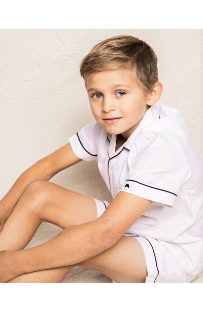 Petite Plume Kid's Classic Pajama Set W/ Contrast Piping In White