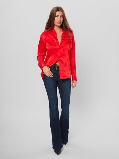 Shop Equipment Signature Silk Satin Shirt In Fiery Red