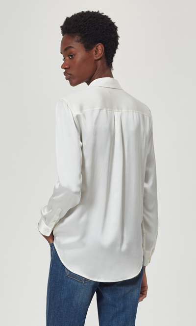 Shop Equipment Signature Silk Satin Shirt In Nature White