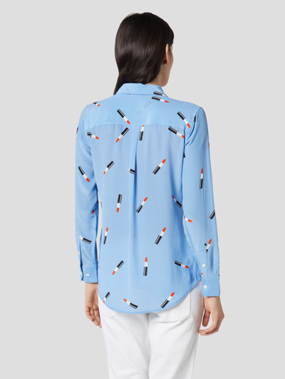 Shop Equipment Slim Signature Silk Shirt In Della Robbia Blue Multi