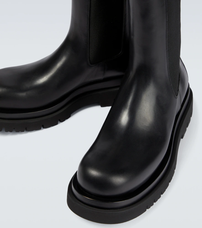 Bottega Veneta Men's Leather Chelsea Lug-sole Boots In Black