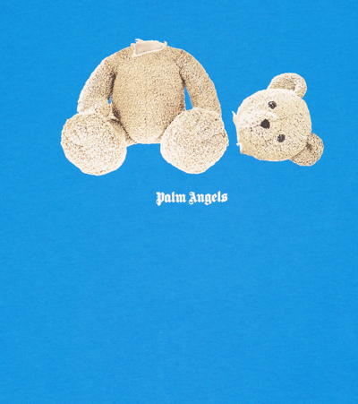 Shop Palm Angels Bear Cotton T-shirt In Light Blue Brown