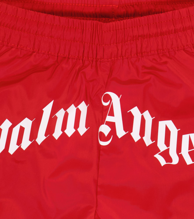 Shop Palm Angels Logo Shorts In Red White