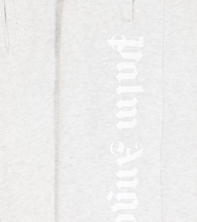 Shop Palm Angels Logo Cotton Sweatpants In Melange Grey White