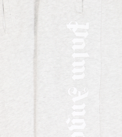 Palm Angels Logo-print Cotton Jogging Bottoms 4-10 Years In Melange Grey White
