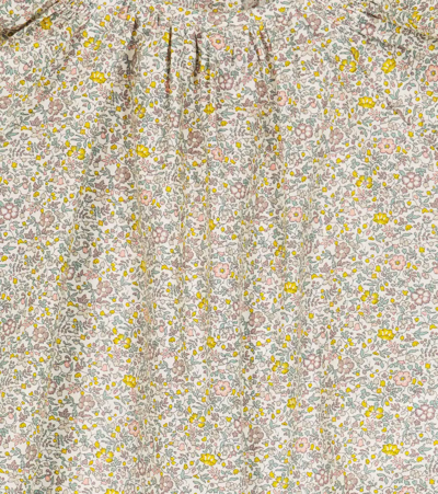 Shop Bonpoint Floral Cotton Dress In Fleurs Ecru