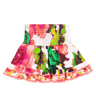 Shop Camilla Floral Embellished Cotton Skirt In Pretty As A Poppy